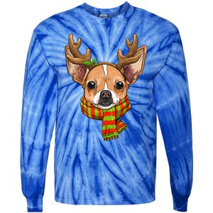 Chihuahua Christmas Santa Clause Dog Reindeer Xmas Dog Lover Gift Tie-Dye Long Sleeve Shirt