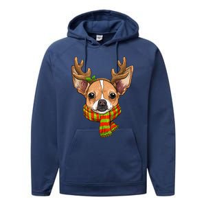 Chihuahua Christmas Santa Clause Dog Reindeer Xmas Dog Lover Gift Performance Fleece Hoodie