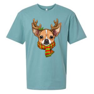 Chihuahua Christmas Santa Clause Dog Reindeer Xmas Dog Lover Gift Sueded Cloud Jersey T-Shirt