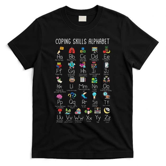 Counselor Coping Skills Alphabet Mental Health Awareness T-Shirt