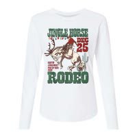 Cowboy Christmas Sweater Giddy Up Jingle Horse Pick Up Your Feet Womens Cotton Relaxed Long Sleeve T-Shirt