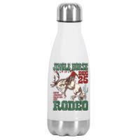 Cowboy Christmas Sweater Giddy Up Jingle Horse Pick Up Your Feet Stainless Steel Insulated Water Bottle