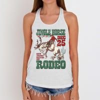 Cowboy Christmas Sweater Giddy Up Jingle Horse Pick Up Your Feet Women's Knotted Racerback Tank