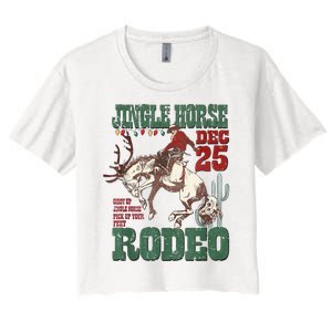 Cowboy Christmas Sweater Giddy Up Jingle Horse Pick Up Your Feet Women's Crop Top Tee