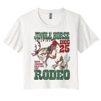 Cowboy Christmas Sweater Giddy Up Jingle Horse Pick Up Your Feet Women's Crop Top Tee