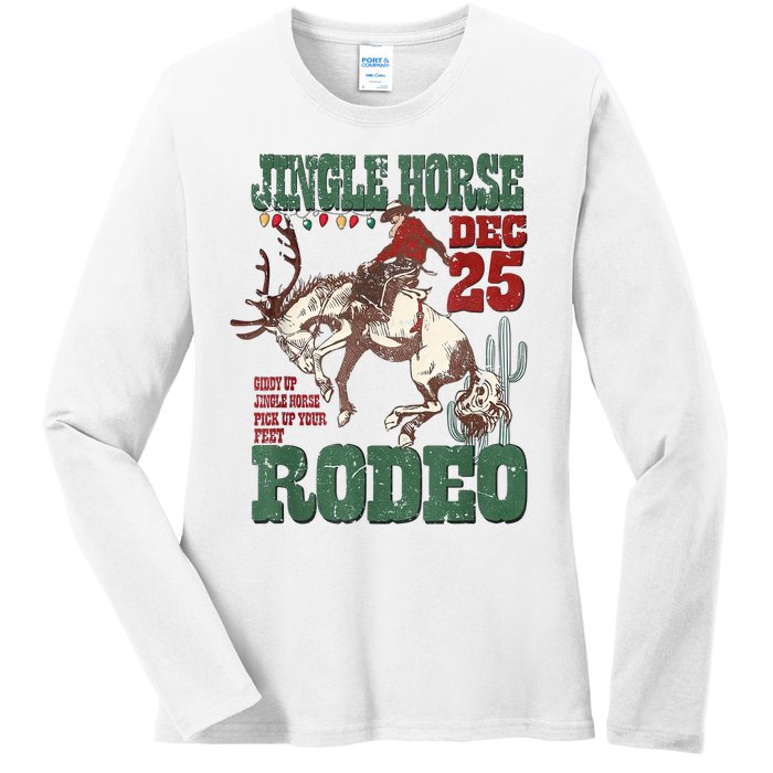 Cowboy Christmas Sweater Giddy Up Jingle Horse Pick Up Your Feet Ladies Long Sleeve Shirt