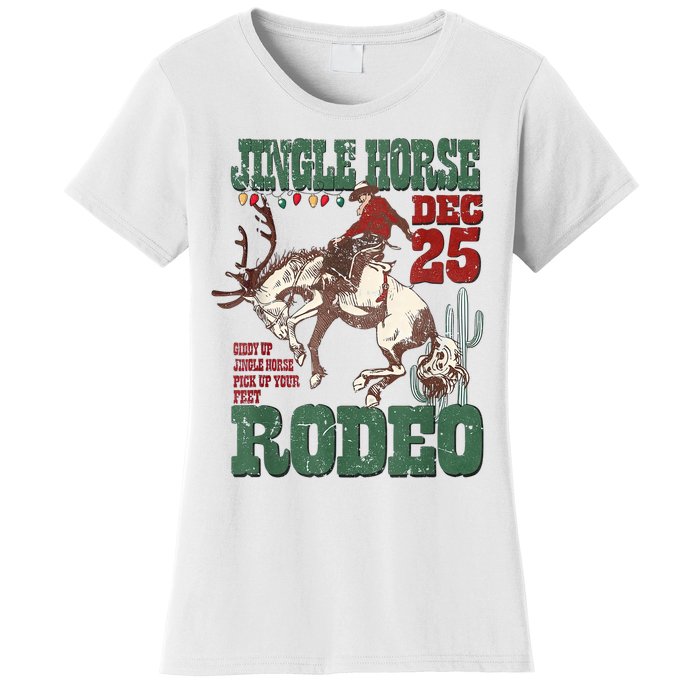 Cowboy Christmas Sweater Giddy Up Jingle Horse Pick Up Your Feet Women's T-Shirt