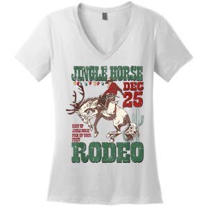 Cowboy Christmas Sweater Giddy Up Jingle Horse Pick Up Your Feet Women's V-Neck T-Shirt