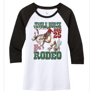 Cowboy Christmas Sweater Giddy Up Jingle Horse Pick Up Your Feet Women's Tri-Blend 3/4-Sleeve Raglan Shirt