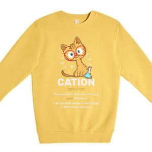 Cation Cute Science Cat Pawsitive Elet Chemistry Teacher Great Gift Premium Crewneck Sweatshirt