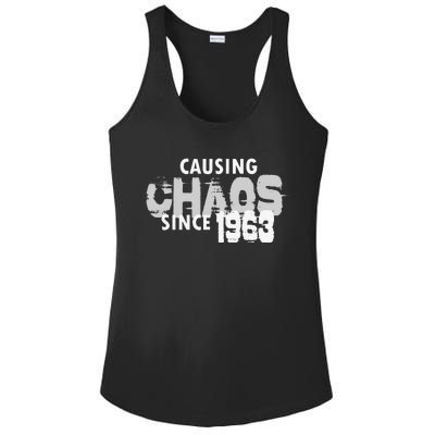 Causing Chaos Since 1963 Funny 56th Birthday Ladies PosiCharge Competitor Racerback Tank