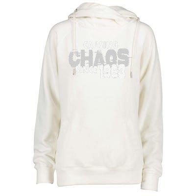 Causing Chaos Since 1963 Funny 56th Birthday Womens Funnel Neck Pullover Hood