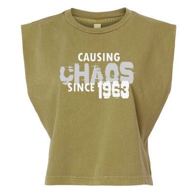 Causing Chaos Since 1963 Funny 56th Birthday Garment-Dyed Women's Muscle Tee