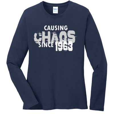 Causing Chaos Since 1963 Funny 56th Birthday Ladies Long Sleeve Shirt