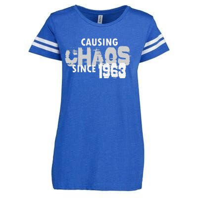 Causing Chaos Since 1963 Funny 56th Birthday Enza Ladies Jersey Football T-Shirt