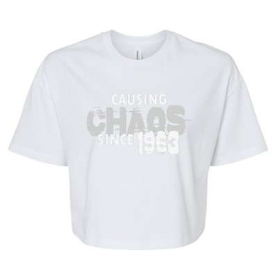 Causing Chaos Since 1963 Funny 56th Birthday Bella+Canvas Jersey Crop Tee