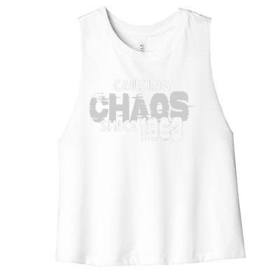 Causing Chaos Since 1963 Funny 56th Birthday Women's Racerback Cropped Tank