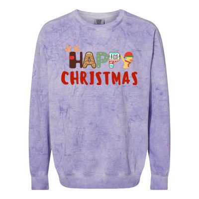 Christmas Cute Santa Cute Reindeer Colorblast Crewneck Sweatshirt