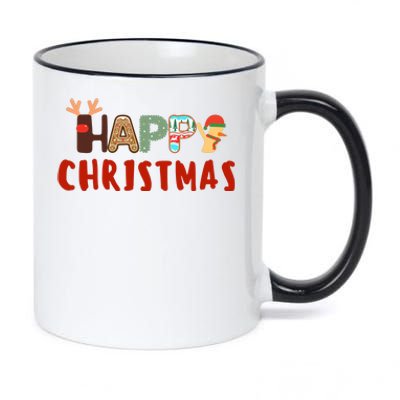 Christmas Cute Santa Cute Reindeer 11oz Black Color Changing Mug