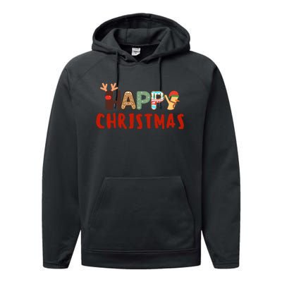 Christmas Cute Santa Cute Reindeer Performance Fleece Hoodie