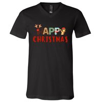 Christmas Cute Santa Cute Reindeer V-Neck T-Shirt