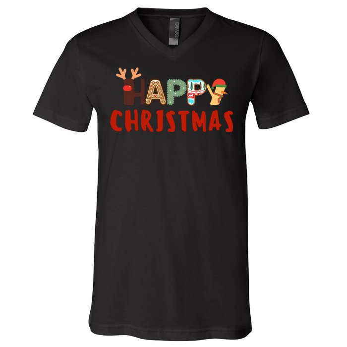 Christmas Cute Santa Cute Reindeer V-Neck T-Shirt