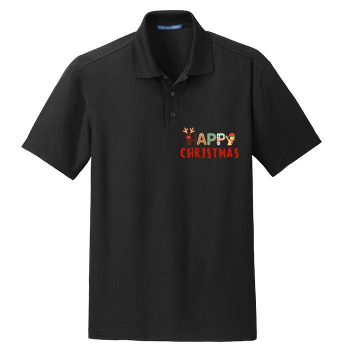 Christmas Cute Santa Cute Reindeer Dry Zone Grid Polo