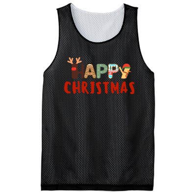 Christmas Cute Santa Cute Reindeer Mesh Reversible Basketball Jersey Tank