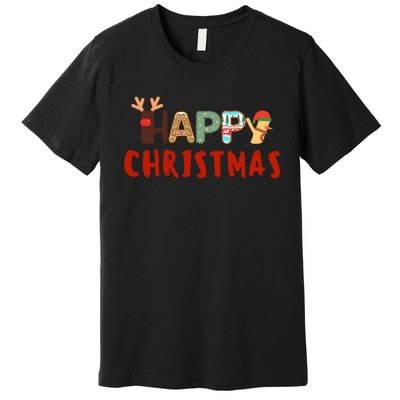 Christmas Cute Santa Cute Reindeer Premium T-Shirt