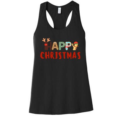 Christmas Cute Santa Cute Reindeer Women's Racerback Tank