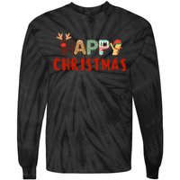 Christmas Cute Santa Cute Reindeer Tie-Dye Long Sleeve Shirt