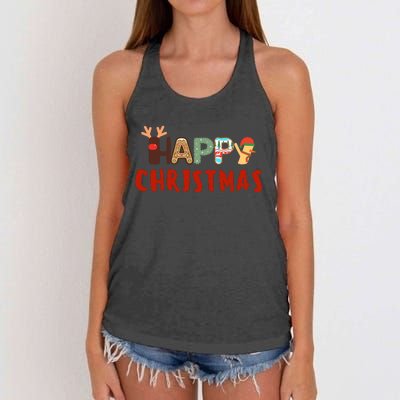 Christmas Cute Santa Cute Reindeer Women's Knotted Racerback Tank