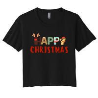 Christmas Cute Santa Cute Reindeer Women's Crop Top Tee