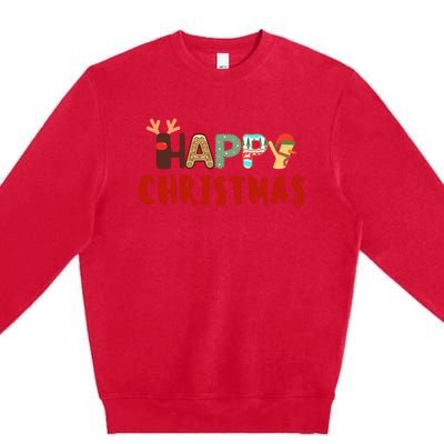 Christmas Cute Santa Cute Reindeer Premium Crewneck Sweatshirt