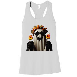 Candy Corn Spooky Ghost Halloween Pumpkin Women's Racerback Tank