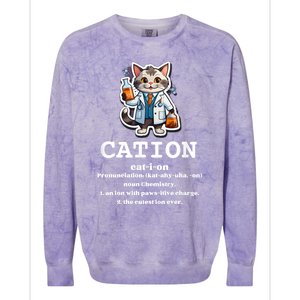 Cation Cute Science Cat Pawsitive Elet Chemistry Teacher Cute Gift Colorblast Crewneck Sweatshirt