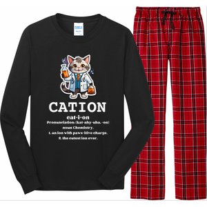 Cation Cute Science Cat Pawsitive Elet Chemistry Teacher Cute Gift Long Sleeve Pajama Set