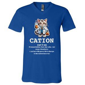 Cation Cute Science Cat Pawsitive Elet Chemistry Teacher Cute Gift V-Neck T-Shirt