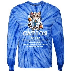 Cation Cute Science Cat Pawsitive Elet Chemistry Teacher Cute Gift Tie-Dye Long Sleeve Shirt