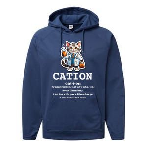 Cation Cute Science Cat Pawsitive Elet Chemistry Teacher Cute Gift Performance Fleece Hoodie