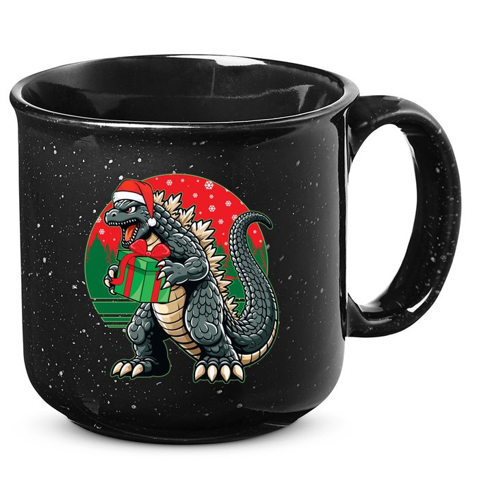 Cool Christmas Santa Japanese Monster Kaiju 15oz Campfire Ceramic Mug