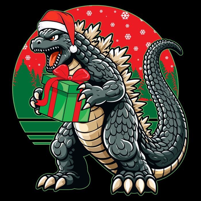 Cool Christmas Santa Japanese Monster Kaiju Drawstring Bag
