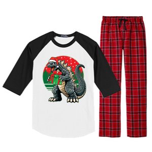 Cool Christmas Santa Japanese Monster Kaiju Raglan Sleeve Pajama Set