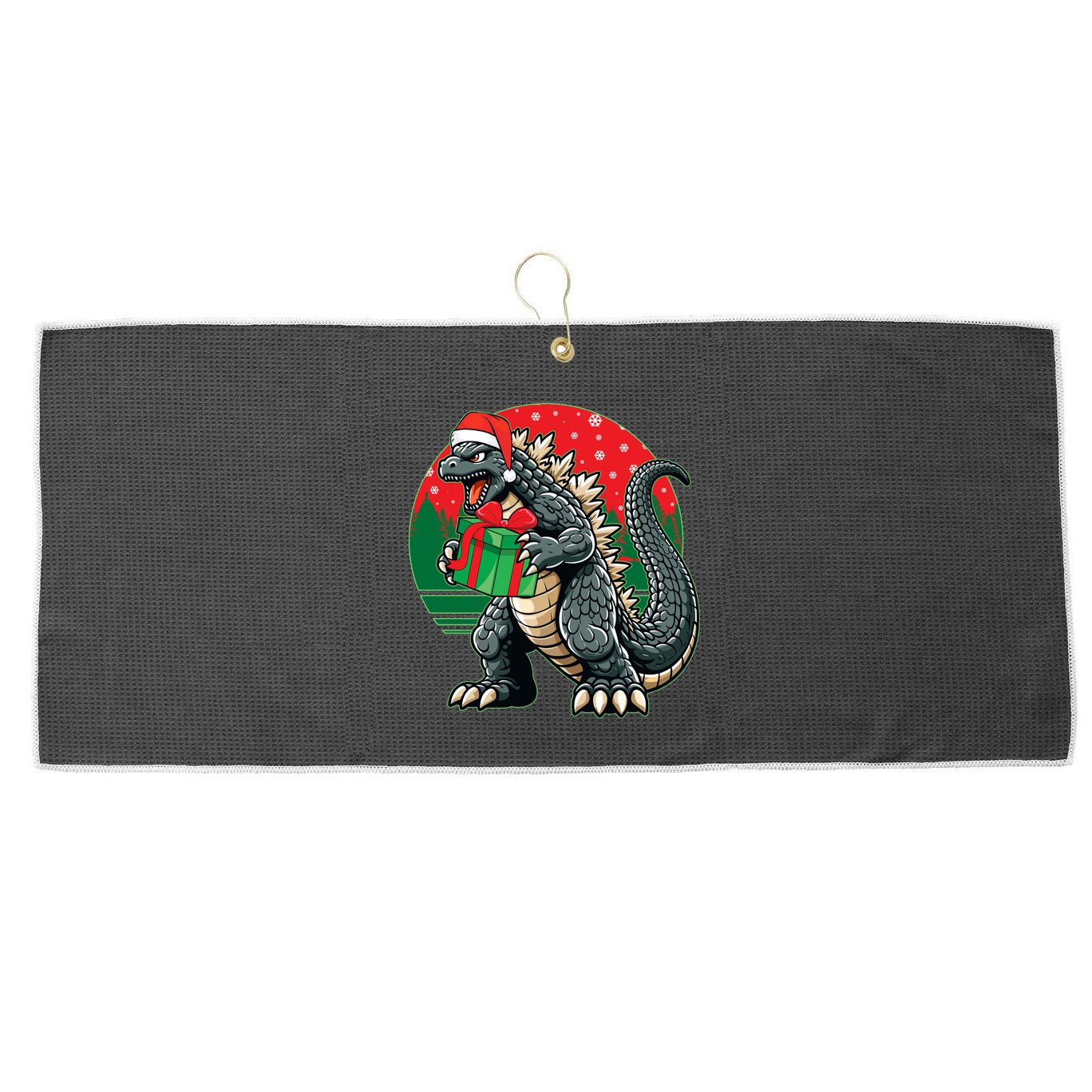 Cool Christmas Santa Japanese Monster Kaiju Large Microfiber Waffle Golf Towel