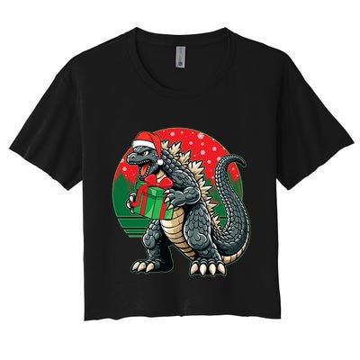 Cool Christmas Santa Japanese Monster Kaiju Crop Top