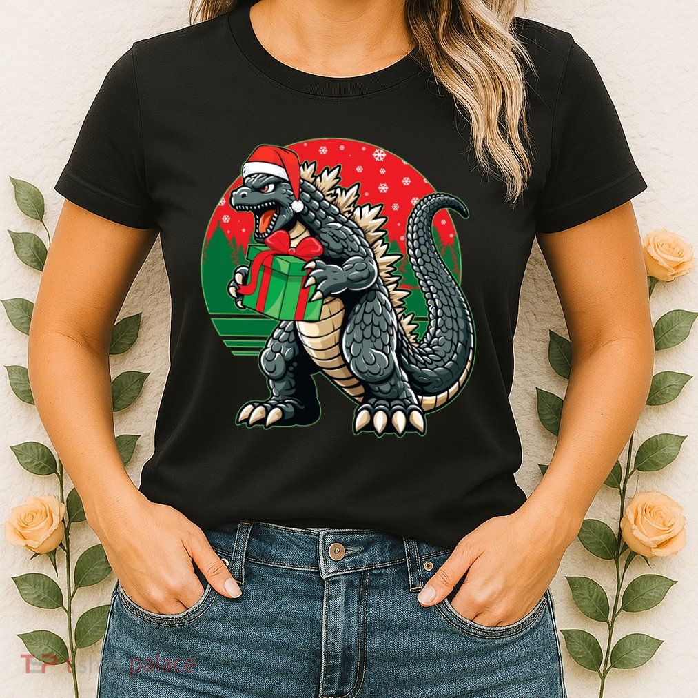 Cool Christmas Santa Japanese Monster Kaiju Womens T-Shirt