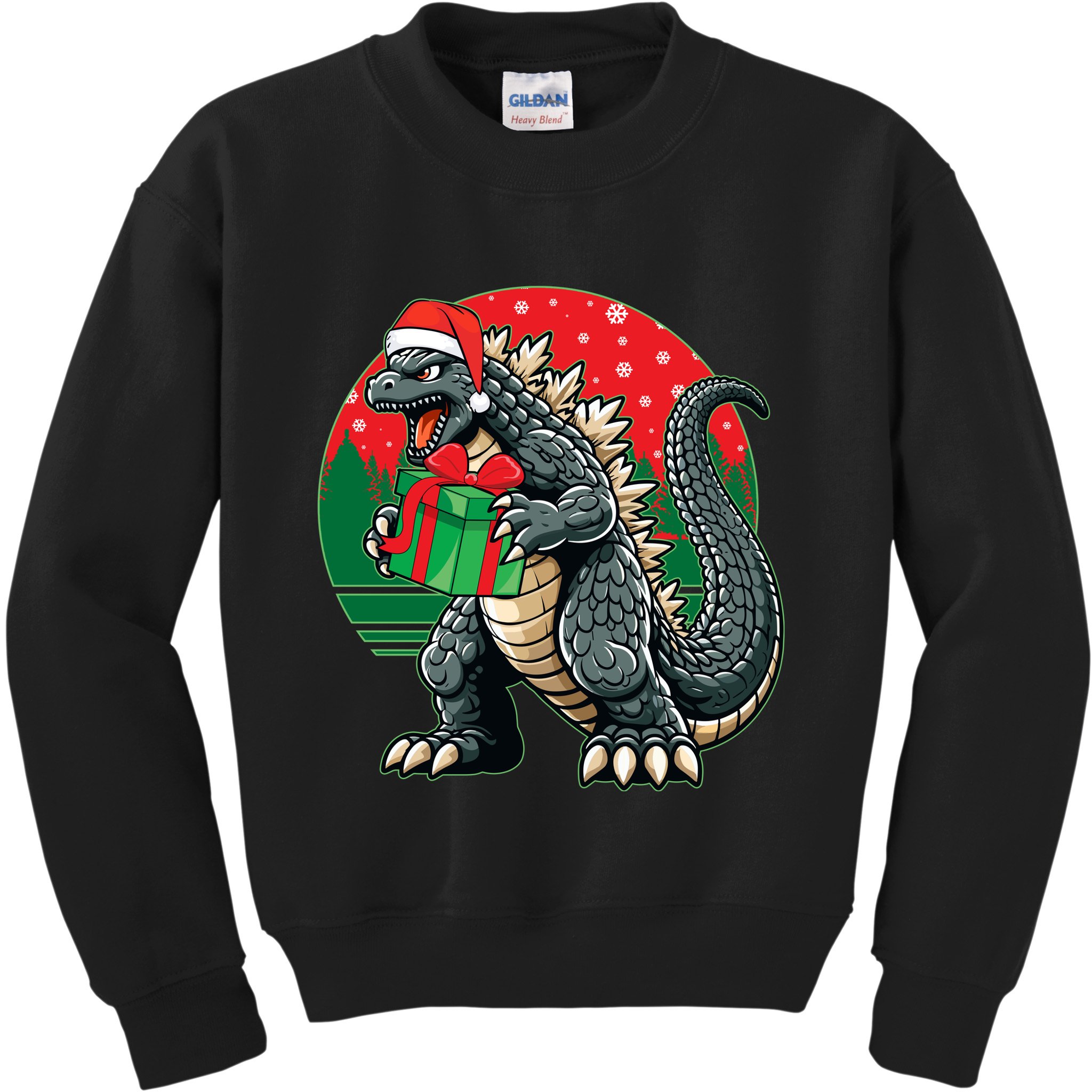 Cool Christmas Santa Japanese Monster Kaiju Kids Sweatshirt