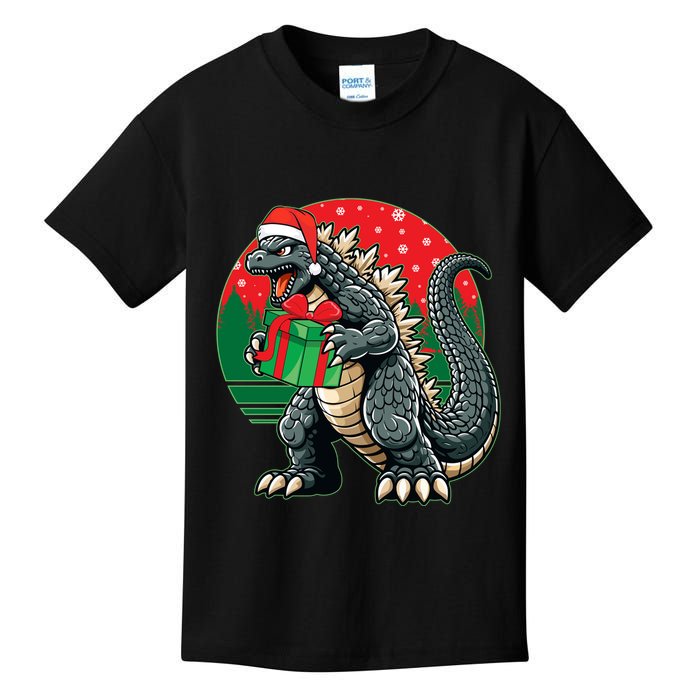 Cool Christmas Santa Japanese Monster Kaiju Kids T-Shirt