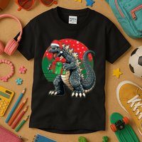 Cool Christmas Santa Japanese Monster Kaiju Kids T-Shirt