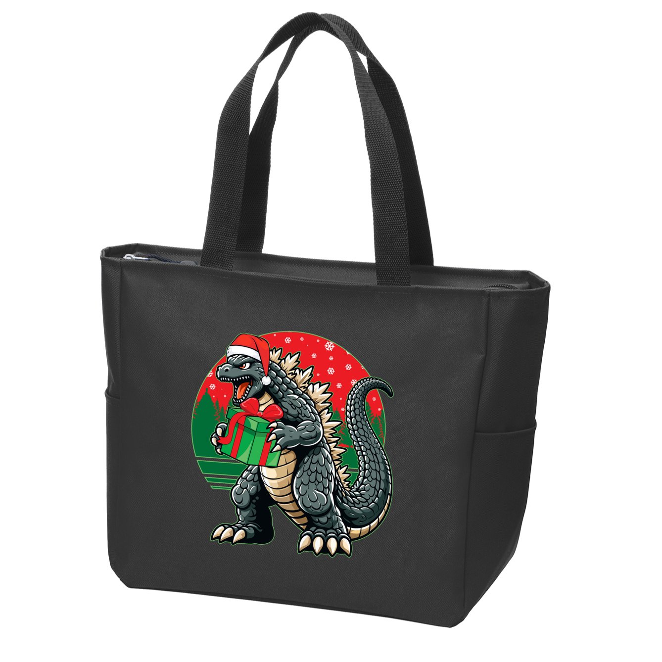 Cool Christmas Santa Japanese Monster Kaiju Zip Tote Bag